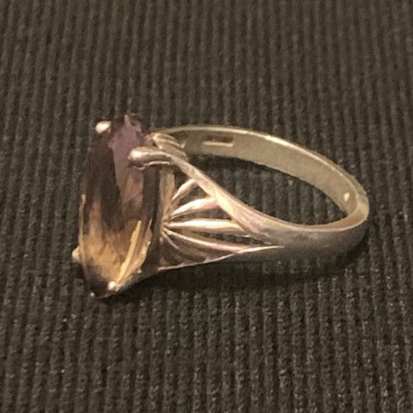 Sterling Silver and Ametrine (Citrine-Amethyst) Ring Size 9.75 Vintage - Picture 5 of 10